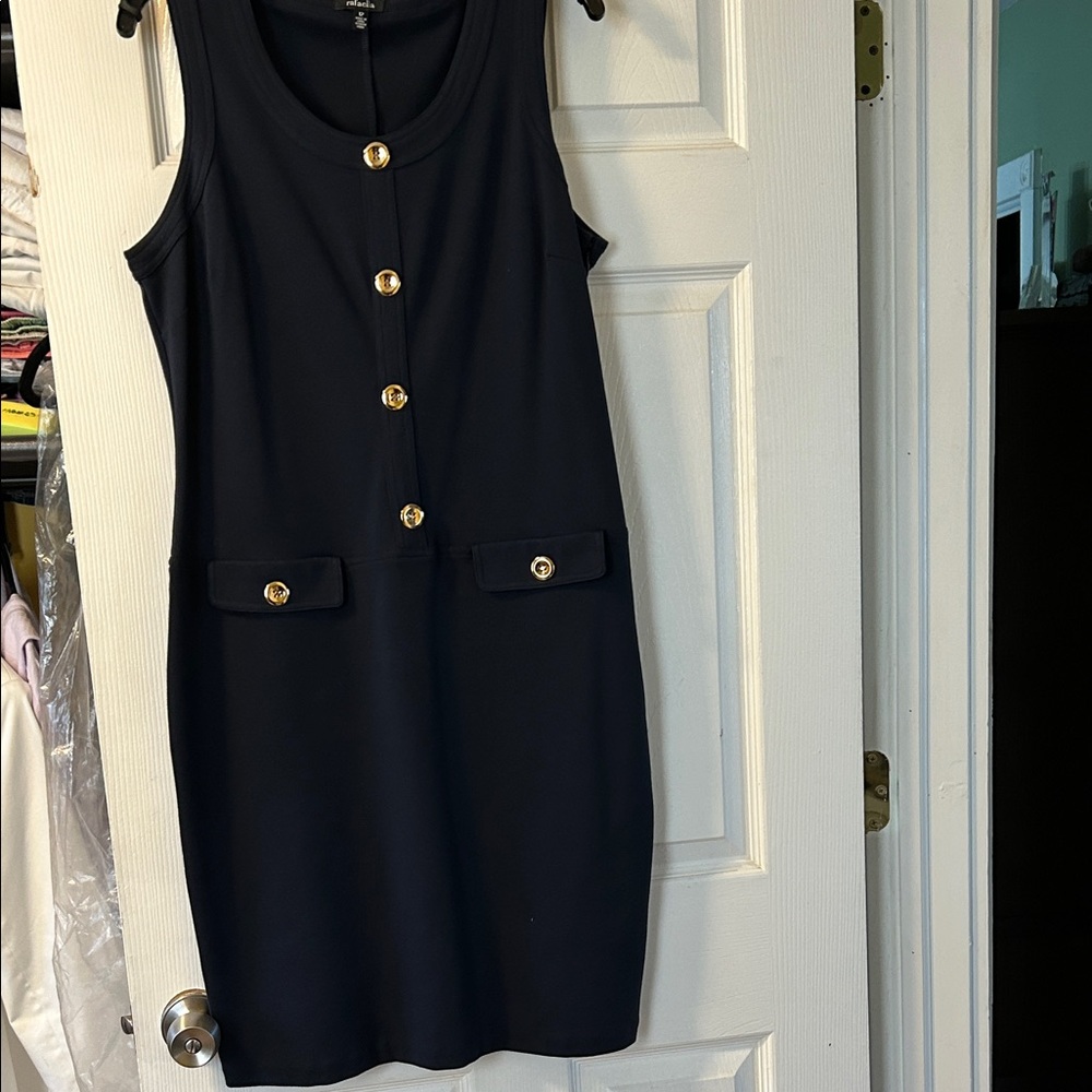 Rafaella navy blue Dress with Gold Buttons